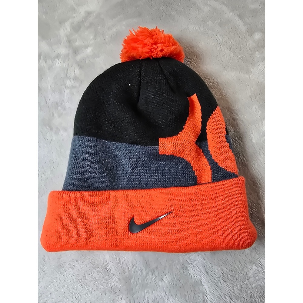 Nike KD Kevin Durant Youth Pom Beanie‎ Hat Black Orange Basketball Winter